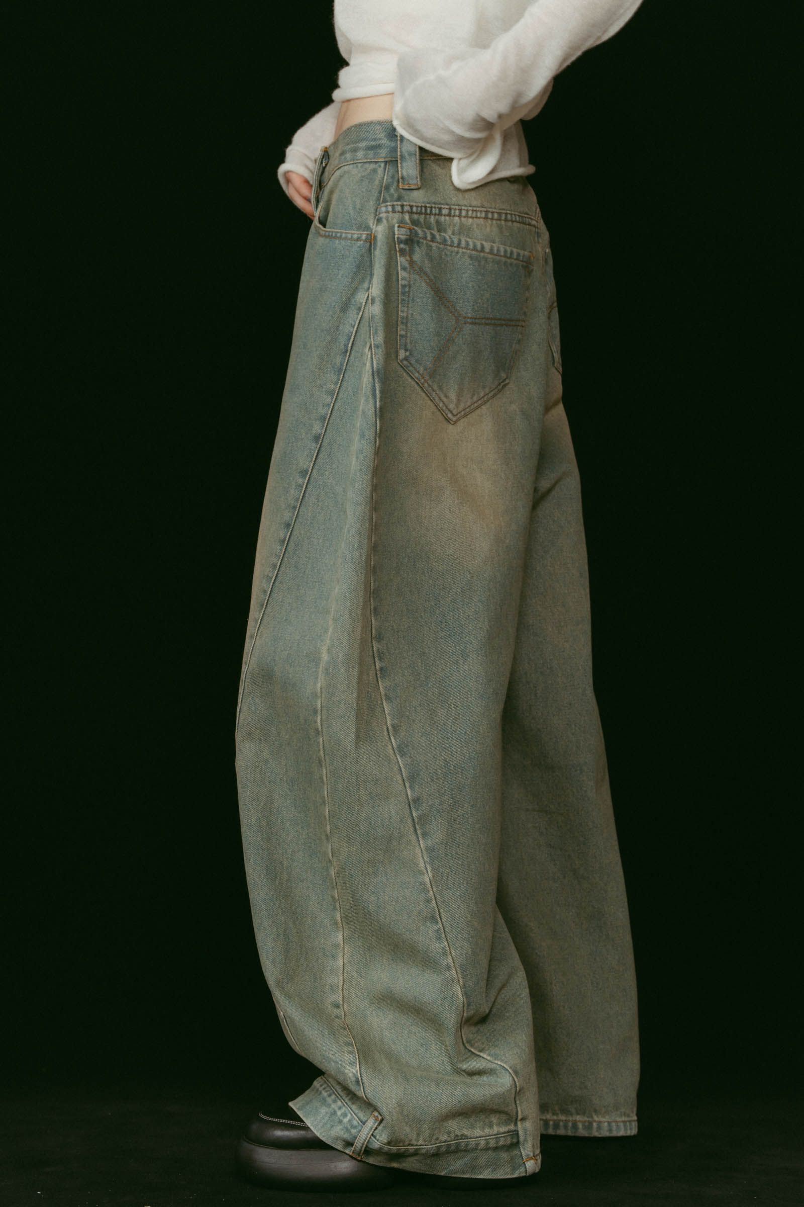 shirt wrap denim pants / シャツ巻き デニム (ブルー) / 25AW