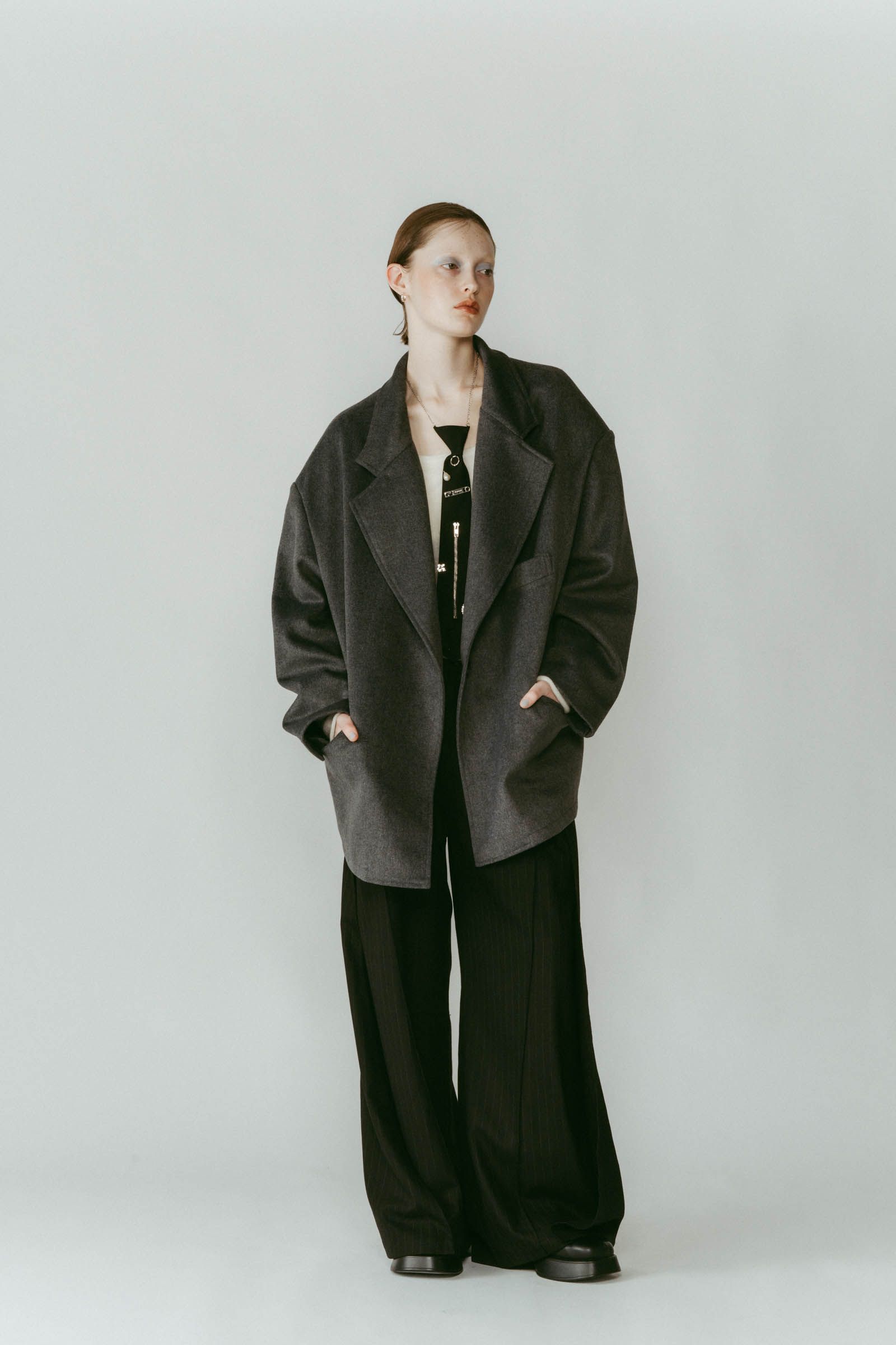 muffler overlay jacket(unisex) / マフラー オーバージャケット (グレー) / 25AW