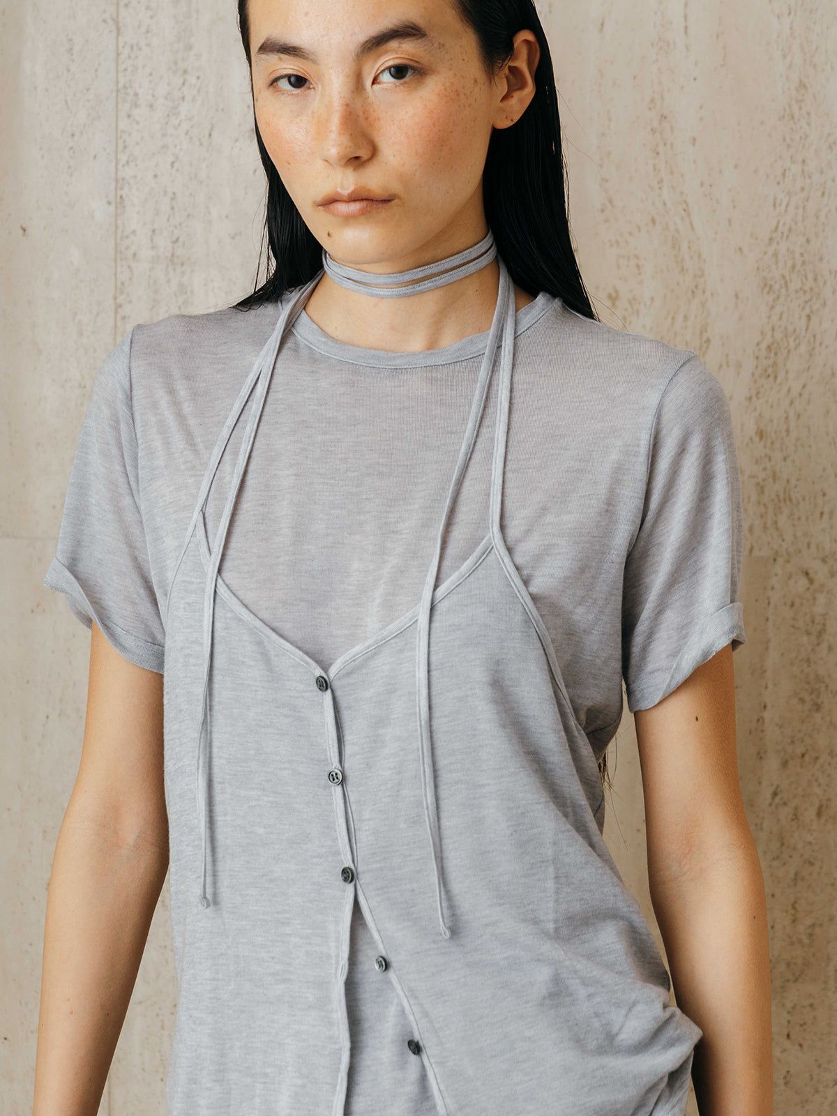 レイヤードカットトップス (グレー) LAYERED CUT TOPS (Gray) /  26SS