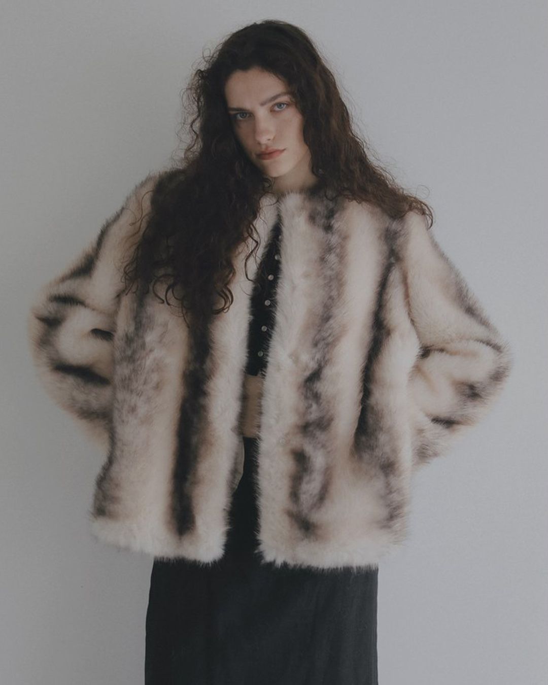 【先行予約】【26TH-08】ムートン調グラデーションファーコート (アイボリー) Mouton Like Gradation Fur Coat (Ivory) /  エコファー  /  フェイクファー 【受注期間6/14 23:59まで】