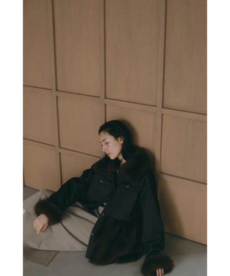 【25AW】Denim Docking Fur Jacket (ダークネイビー) / デニムドッキングファージャケット / エコファー / フェイクファー