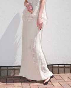 クロシェニットスカート (アイボリー) Crochet Knit Skirt (Ivory) / 26SS