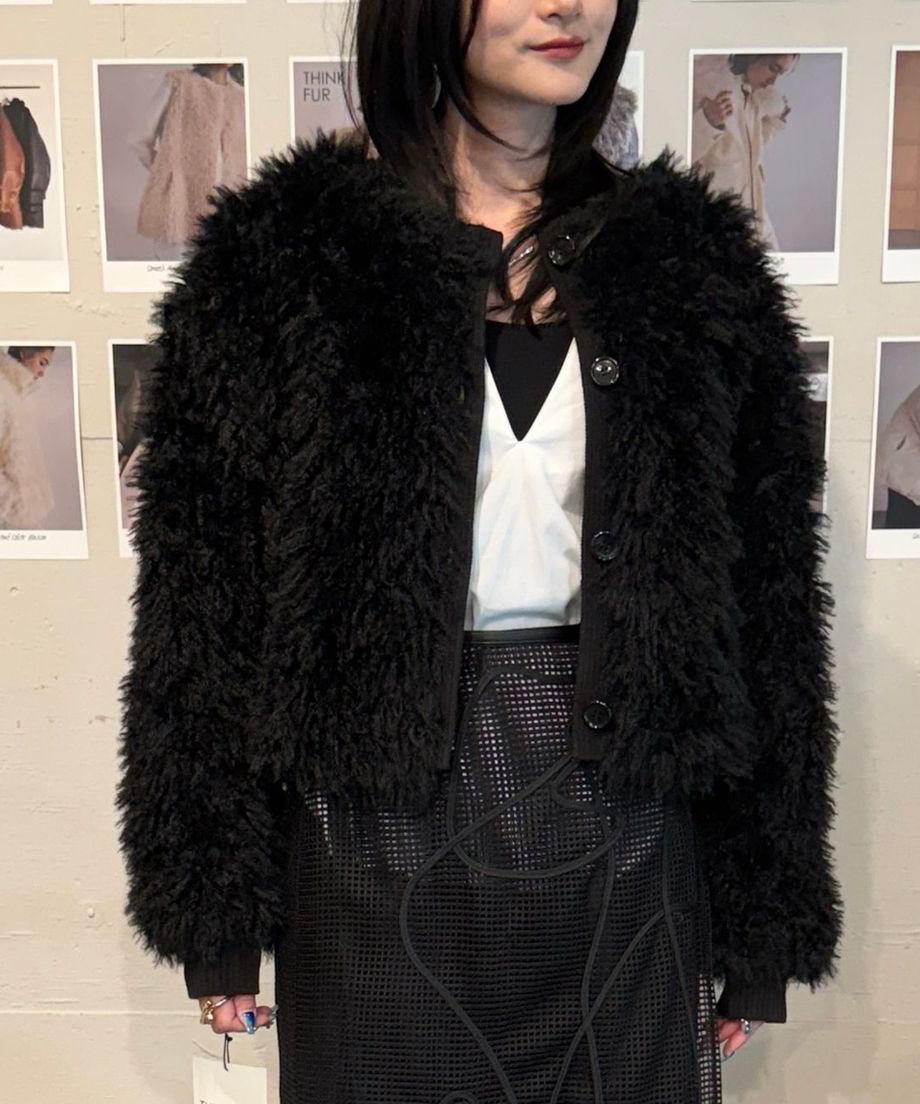 【25AW】2Way Fur×Knit Tops (ブラック) / 2ウェイファー×ニットトップス / エコファー / フェイクファー