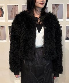 【25AW】2Way Fur×Knit Tops (ブラック) / 2ウェイファー×ニットトップス / エコファー / フェイクファー