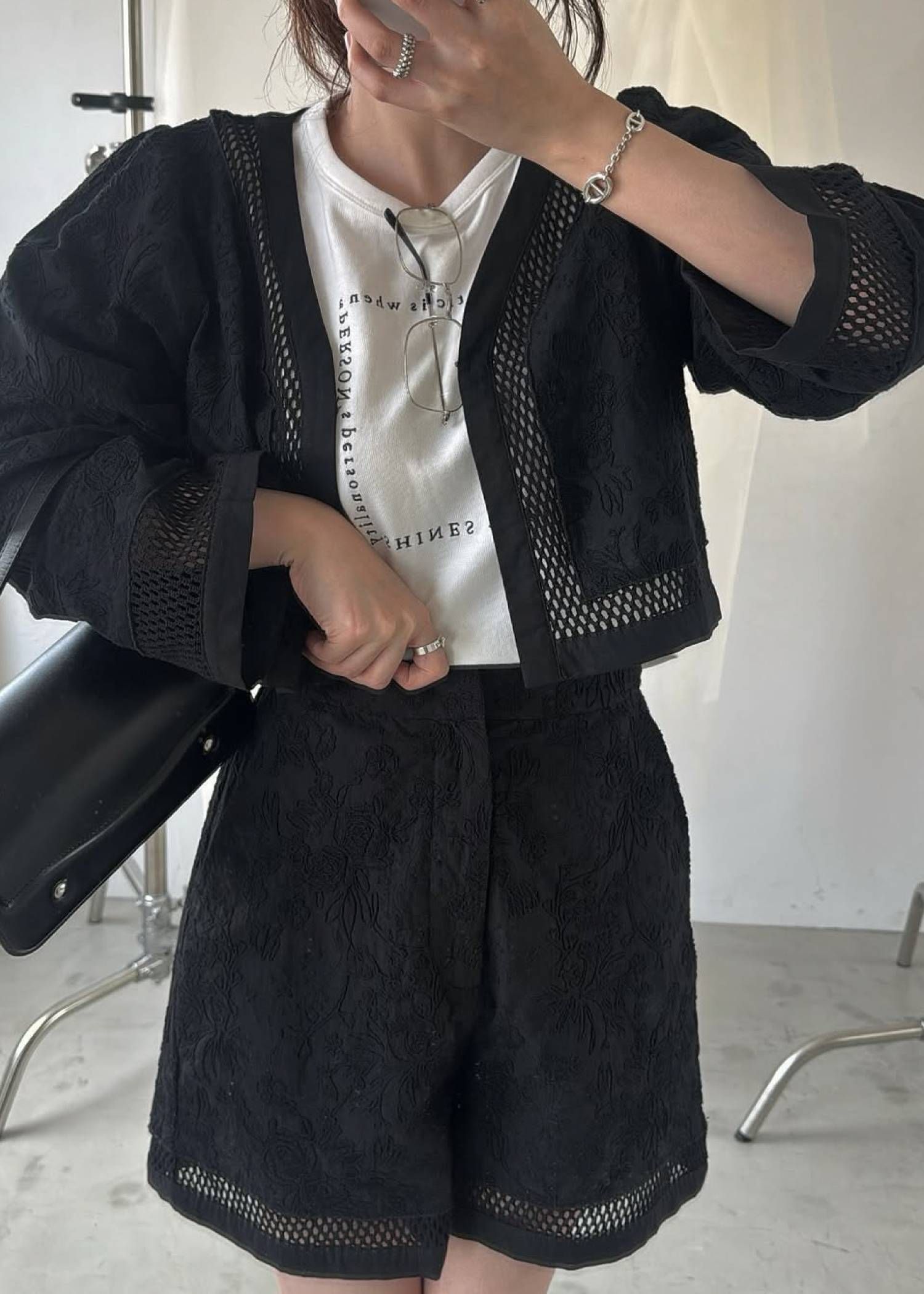 レースボレロ  (ブラック) trimming lace cropped bolero BL (Black) /  26SS