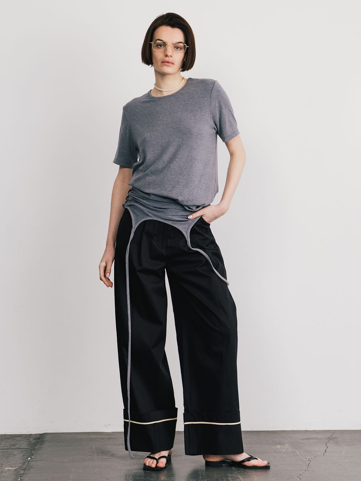 【25SS】COTTON WIDE PANTS / コットンワイドパンツ (ブラック)