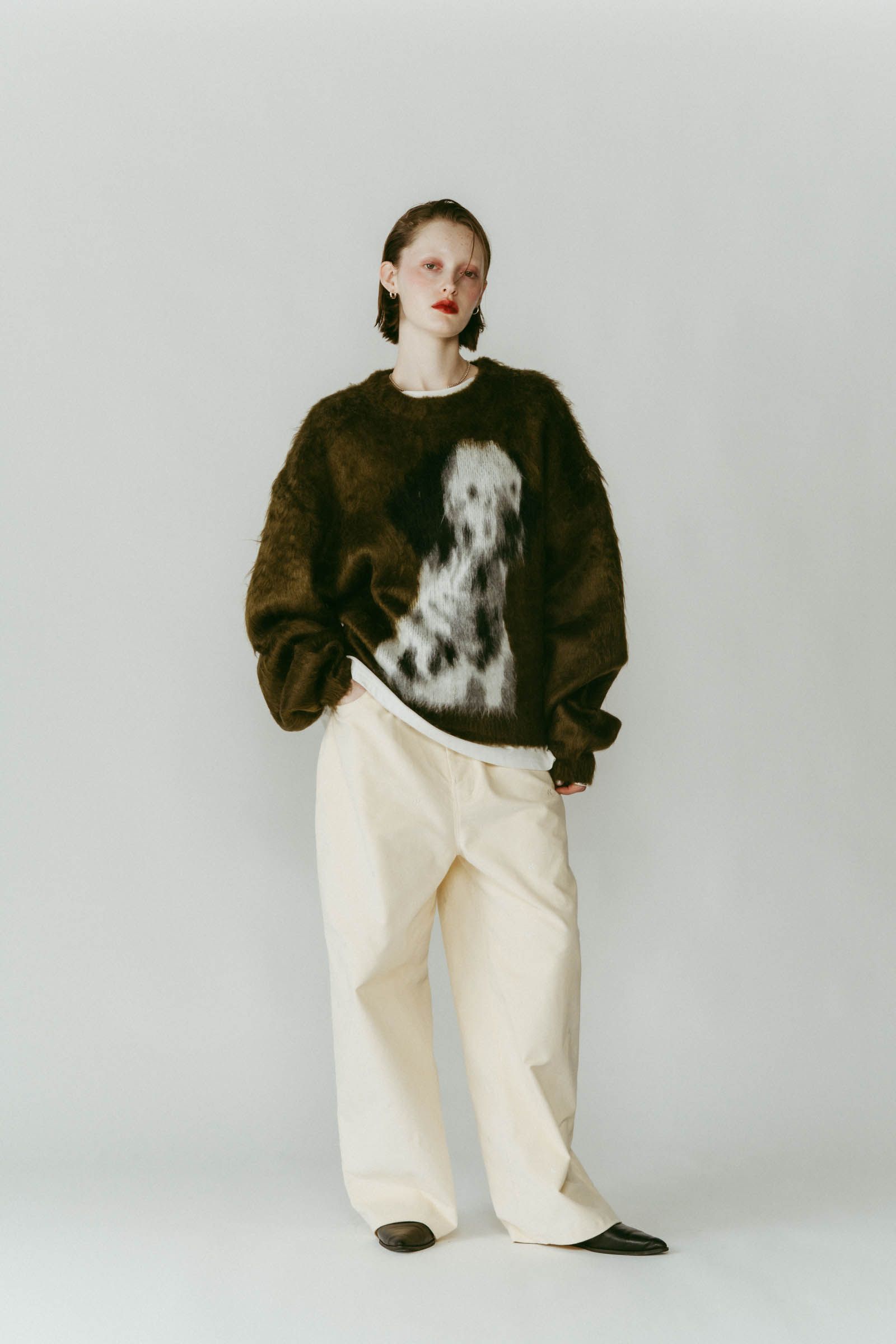 dalmatian shaggy knit(unisex) / ダルメシアン シャギーニット (グリーン) / 25AW