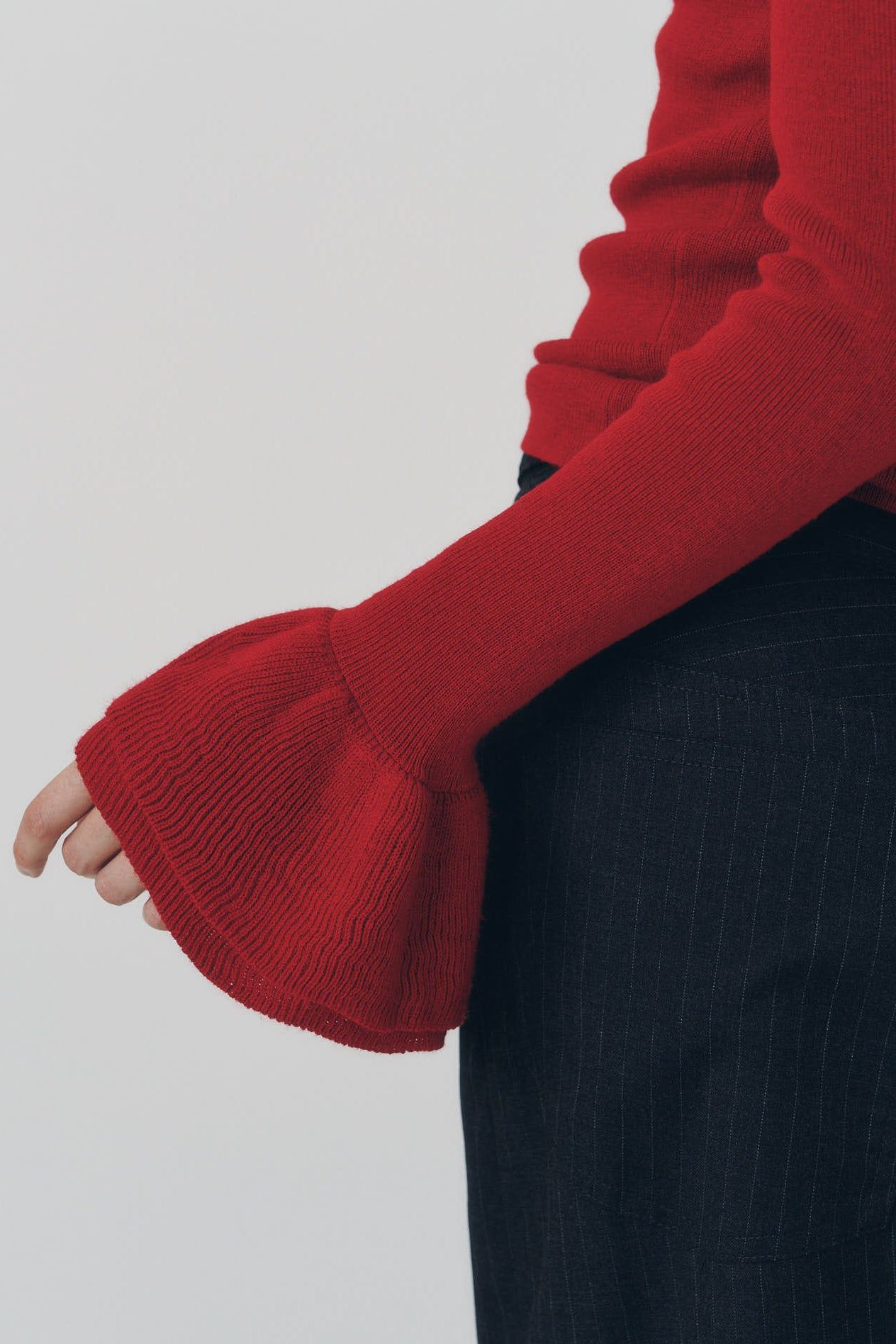 フリルハイネックニット (レッド) frill high neck knit (Red) / 26AW