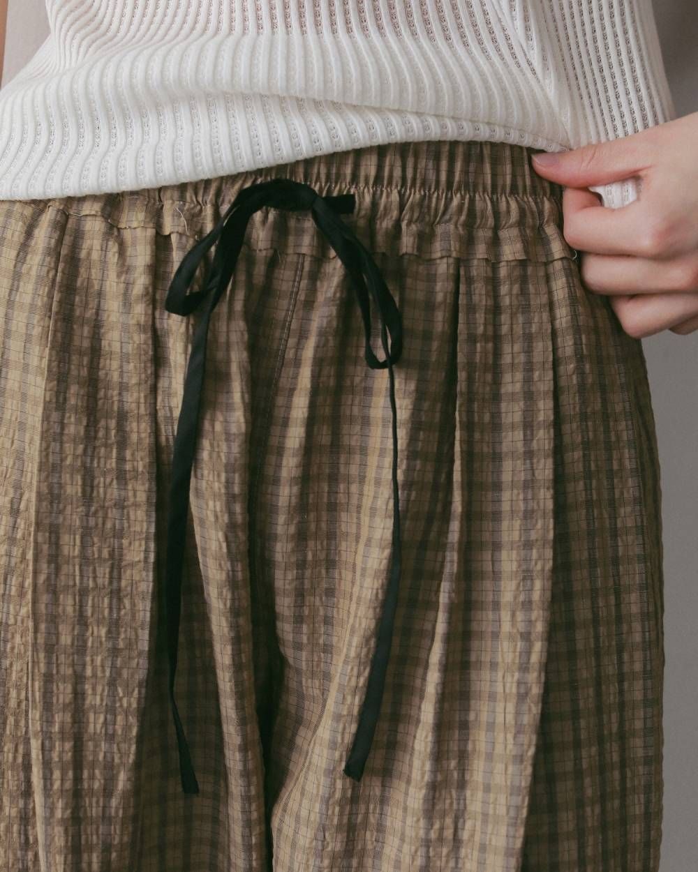 シアサッカー ルーズパンツ (ベージュ) Suckercheck Loose Pants (Beige) / 27SS