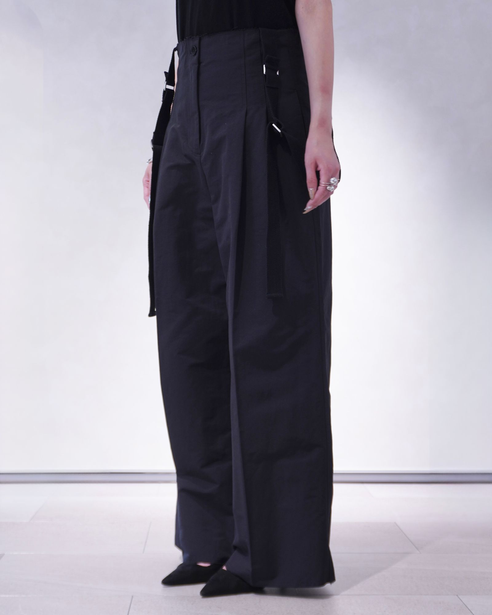 ànuke - サスペンダー ワイドパンツ (ブラック) Suspenders Wide Pants