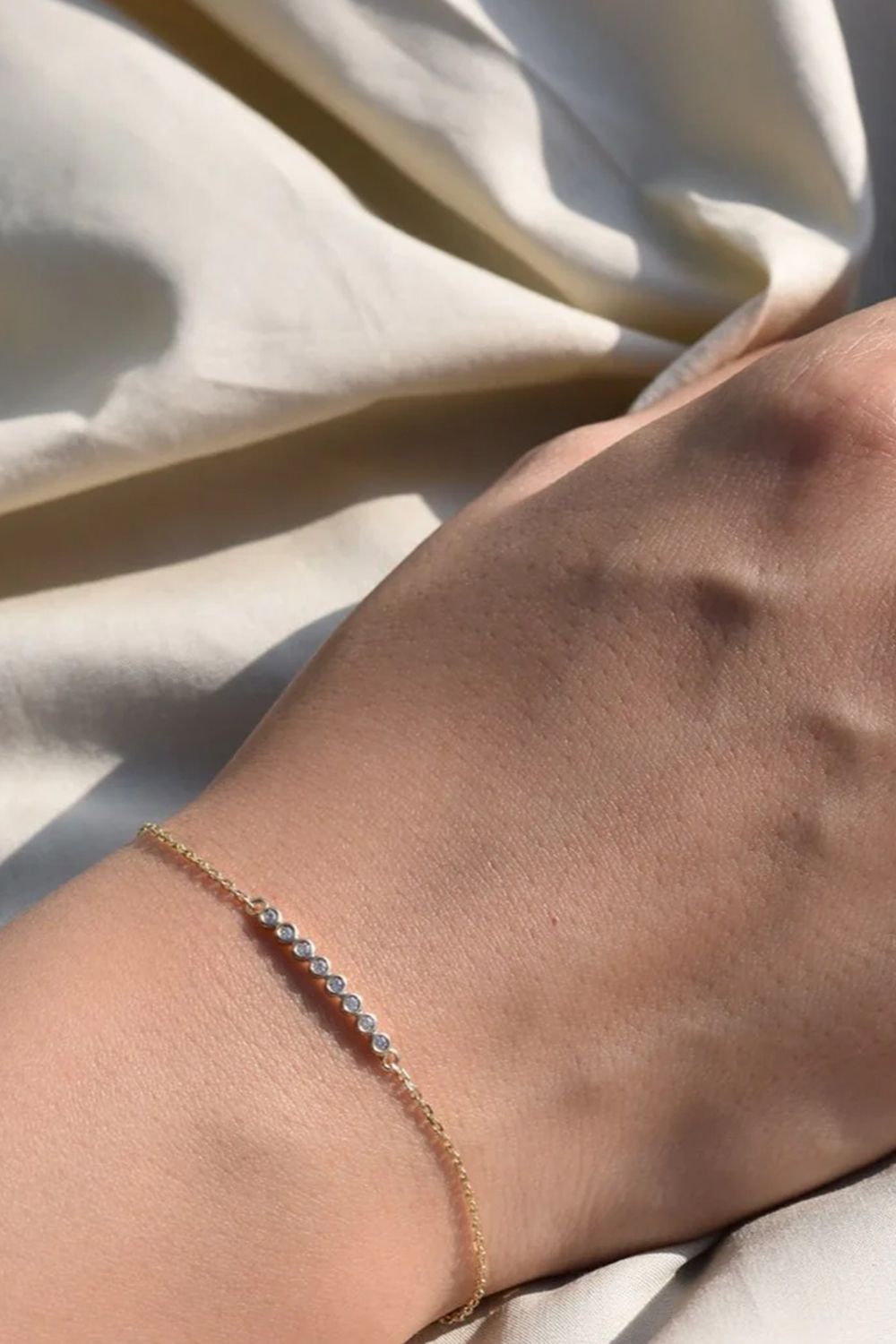 MOISSANITE STRING BRACELET / モアサナイト ストリングス ブレスレット K10/K18 (ピンクゴールド)