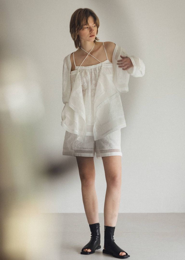 multi way drape panel cami tops , cotton lace trimming S/PTとセットでご着用いただけます