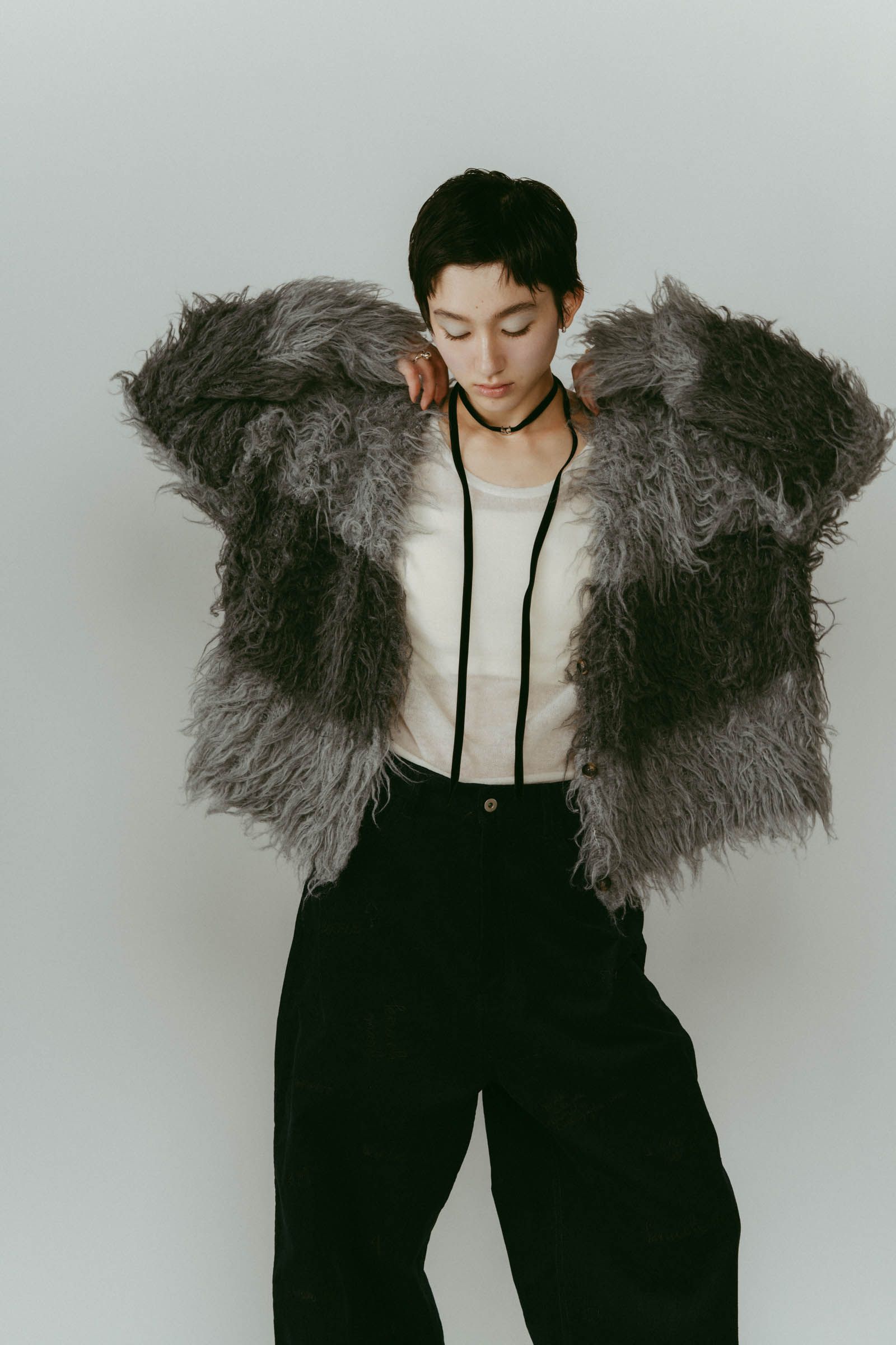 shaggy cardigan / シャギーカーディガン (グレー) / 25AW