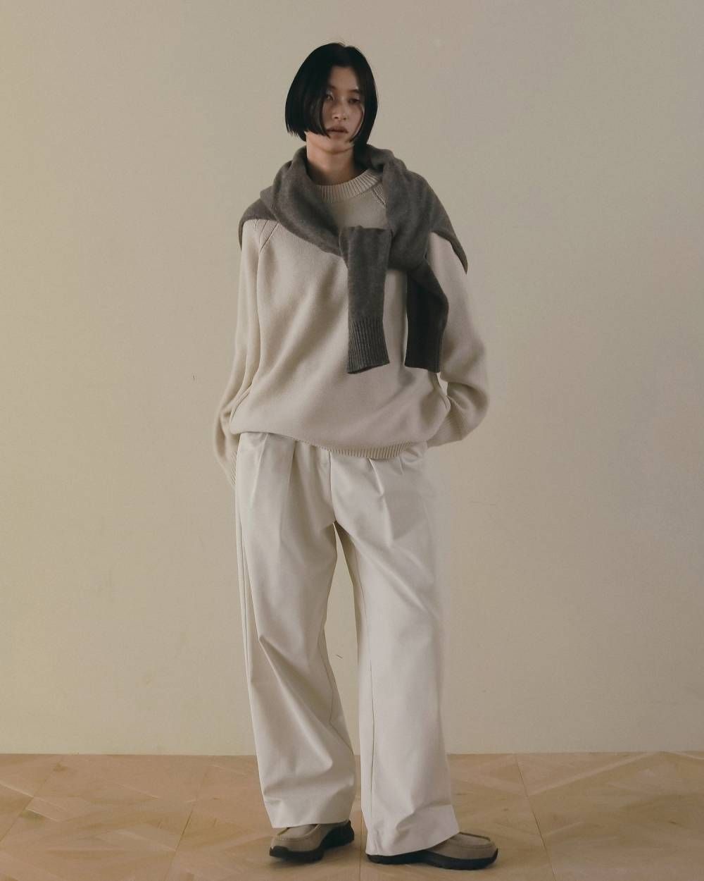 ウールクルーネックトップス (モカ) Wool Crewneck Tops (Mocha) / 26AW 【6月29日まで期間限定予約】