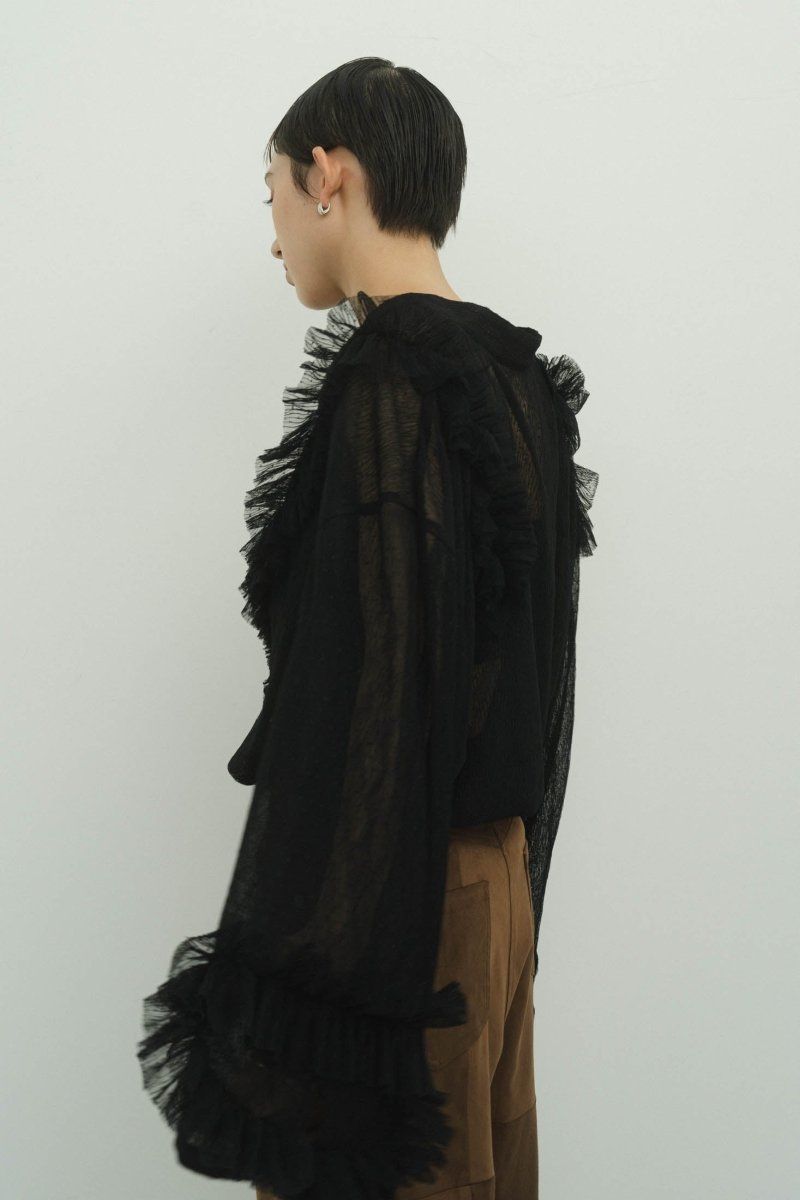 tulle design blouse / チュールデザインブラウス (ブラック)