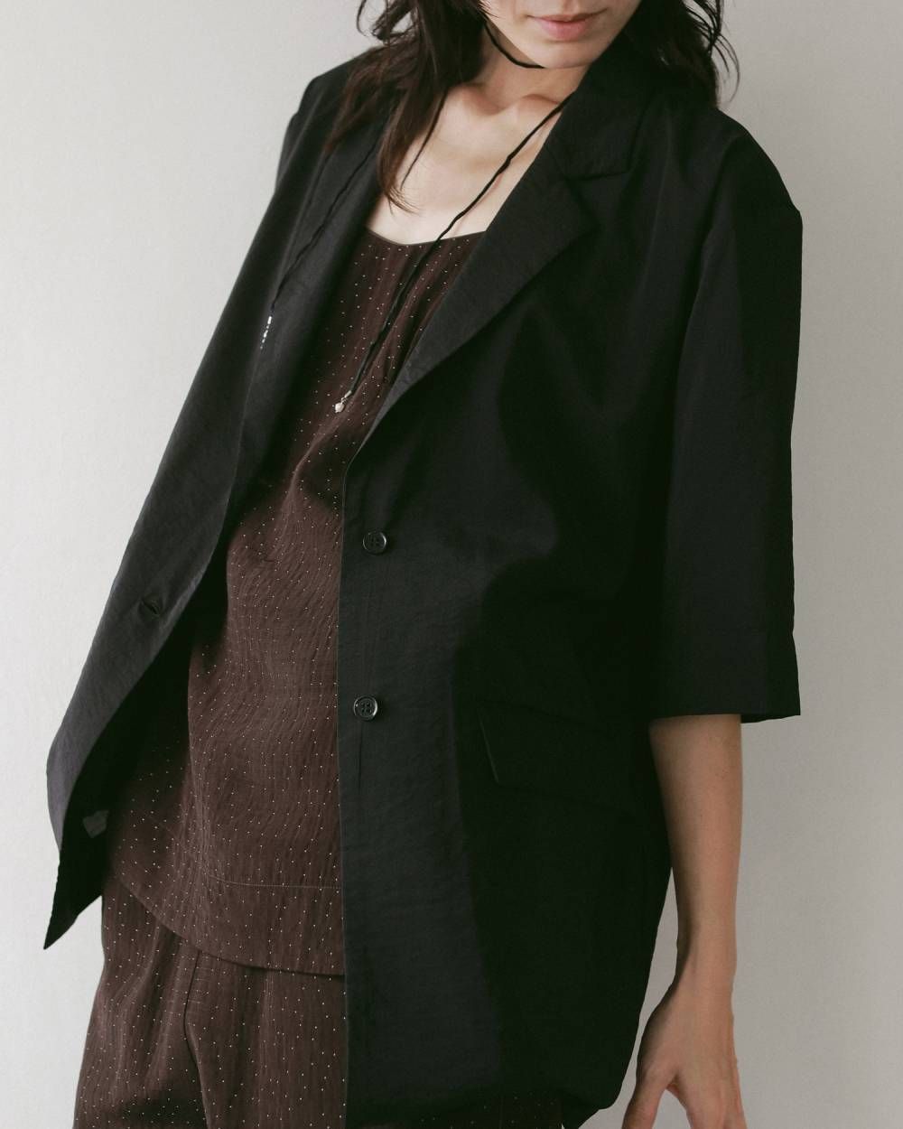 ドットジャガード キャミソールトップス (ブラウン) Dotjacquard Camisole Tops (Brown) / 27SS