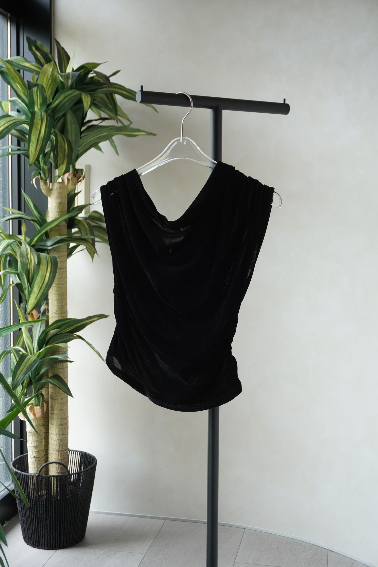 シアーベロア トップス (ブラック) sheer velour top (Black) /  26SS