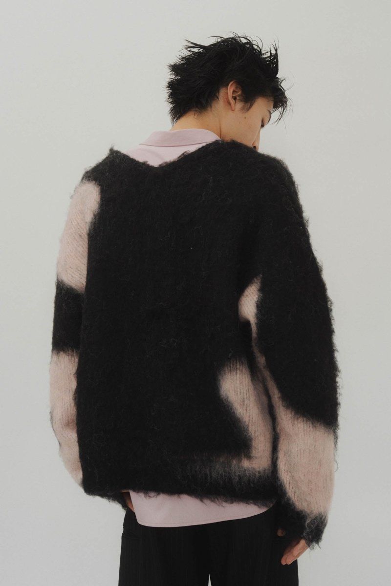 Uneck knit pullover (unisex) / Uネックニットプルオーバー (ピンクブラック)
