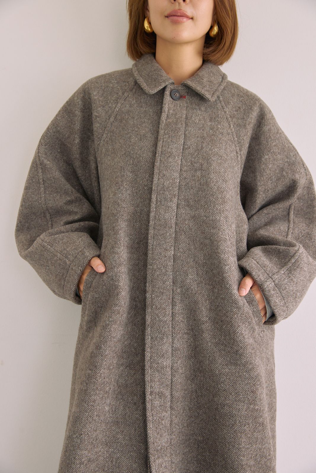 ラグランスリーブロングコート (ブラウン) Raglan Sleeve Long Coat (Brown) / 26AW