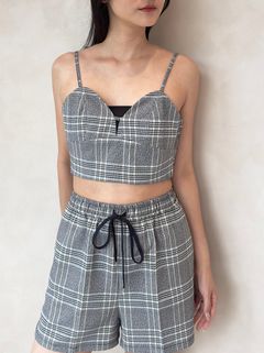 CHECK BRA BUSTIER (GRAY) / チェックブラビスチェ グレー