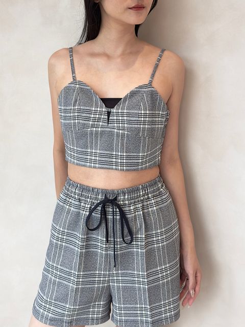 CHECK BRA BUSTIER (GRAY) / チェックブラビスチェ グレー