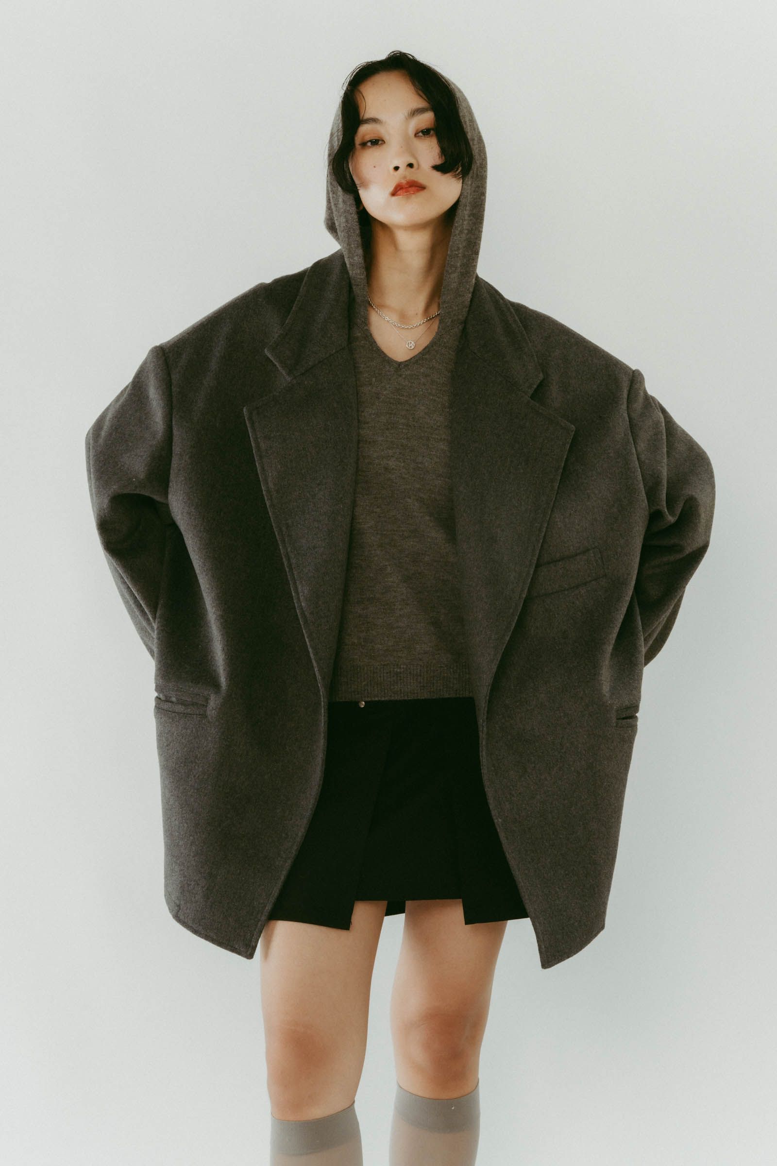 muffler overlay jacket(unisex) / マフラー オーバージャケット (グレー) / 25AW