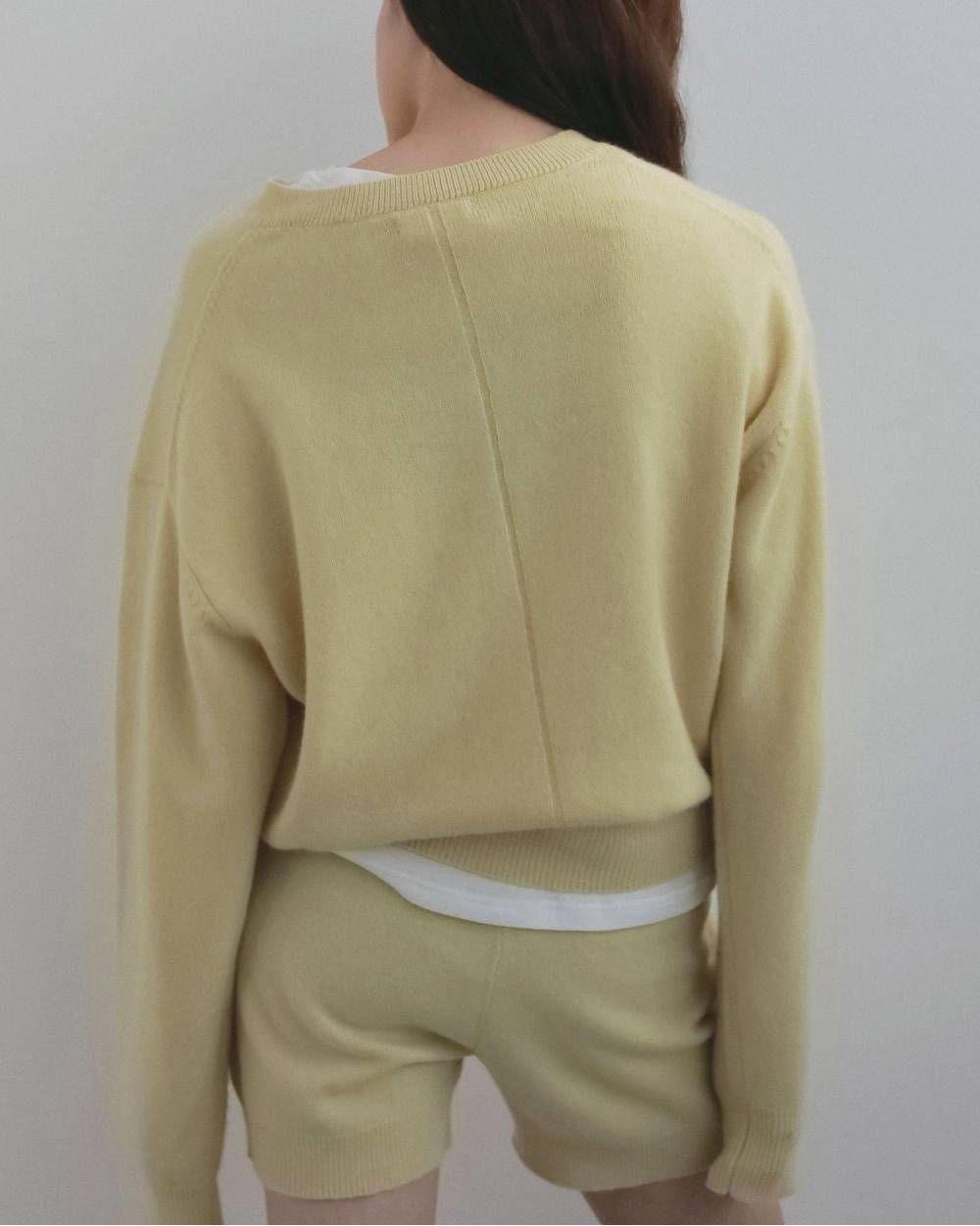 ウールVネックニット (イエロー) Wool Vneck Knit (Yellow) / 26AW 【6月29日まで期間限定予約】