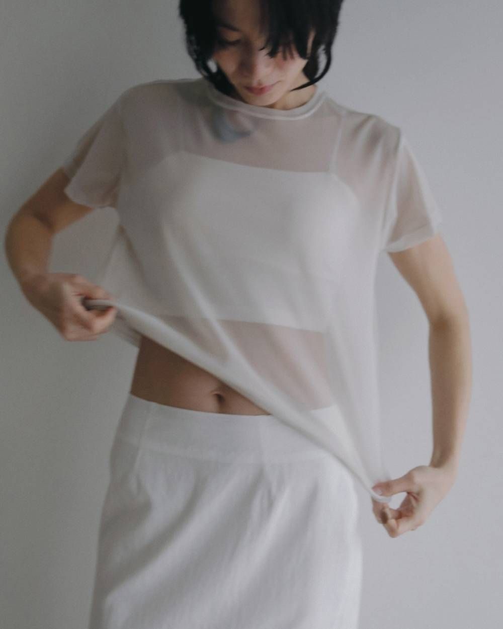 パッド付きハーフキャミソール (ホワイト) Padin Half Camisole (White) / 26SS