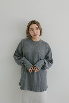 ワッフルベーシックロンT (グレー)