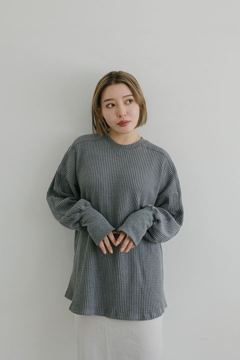 ワッフルベーシックロンT (グレー)