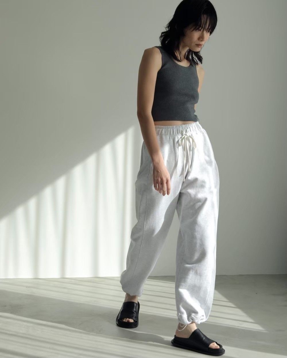 Drawstring Sweat Pants / ドロスト スウェットパンツ (グレー)