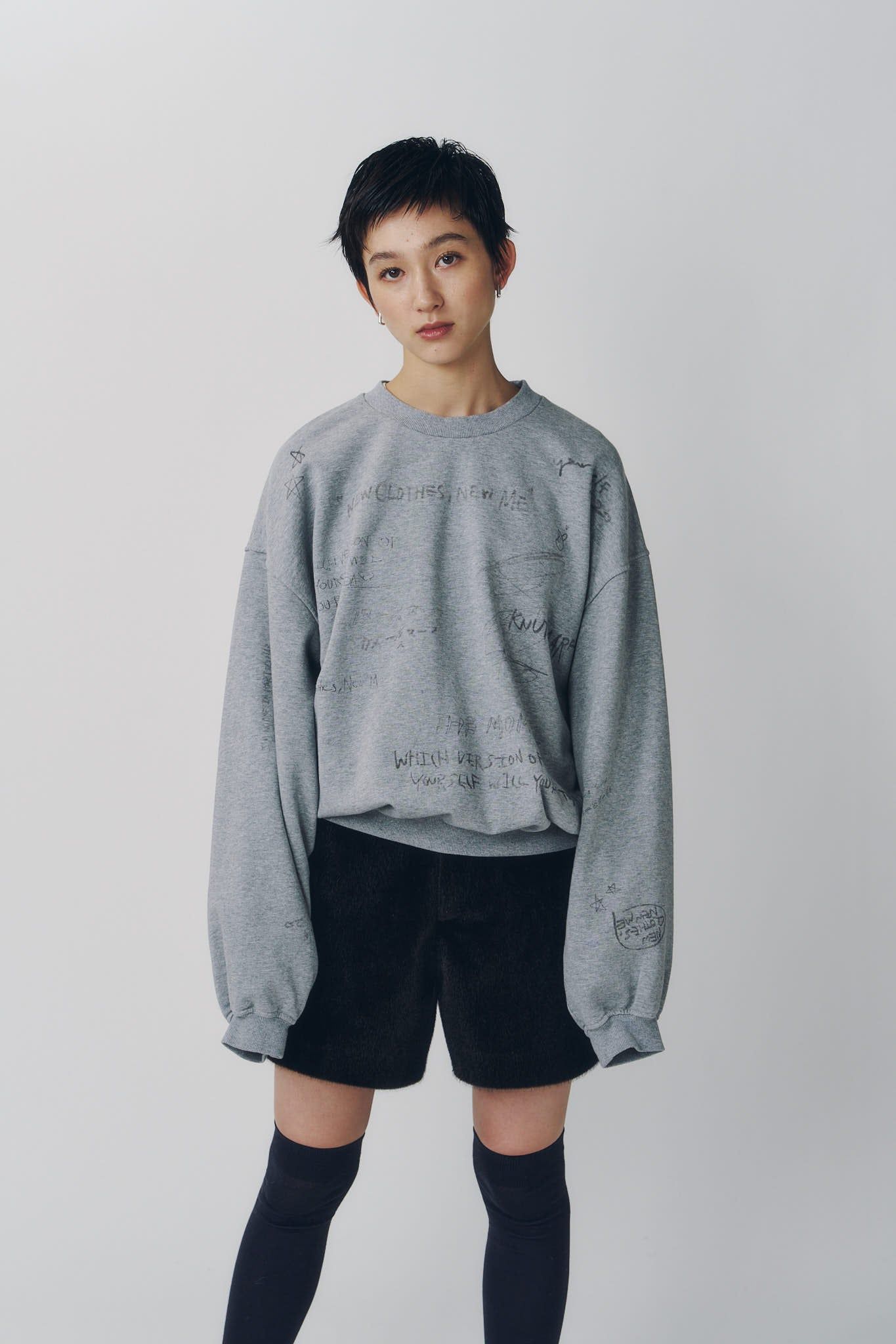 メッセージ スウェット (グレー) message sweatshirt(unisex) (Gray) / 26AW
