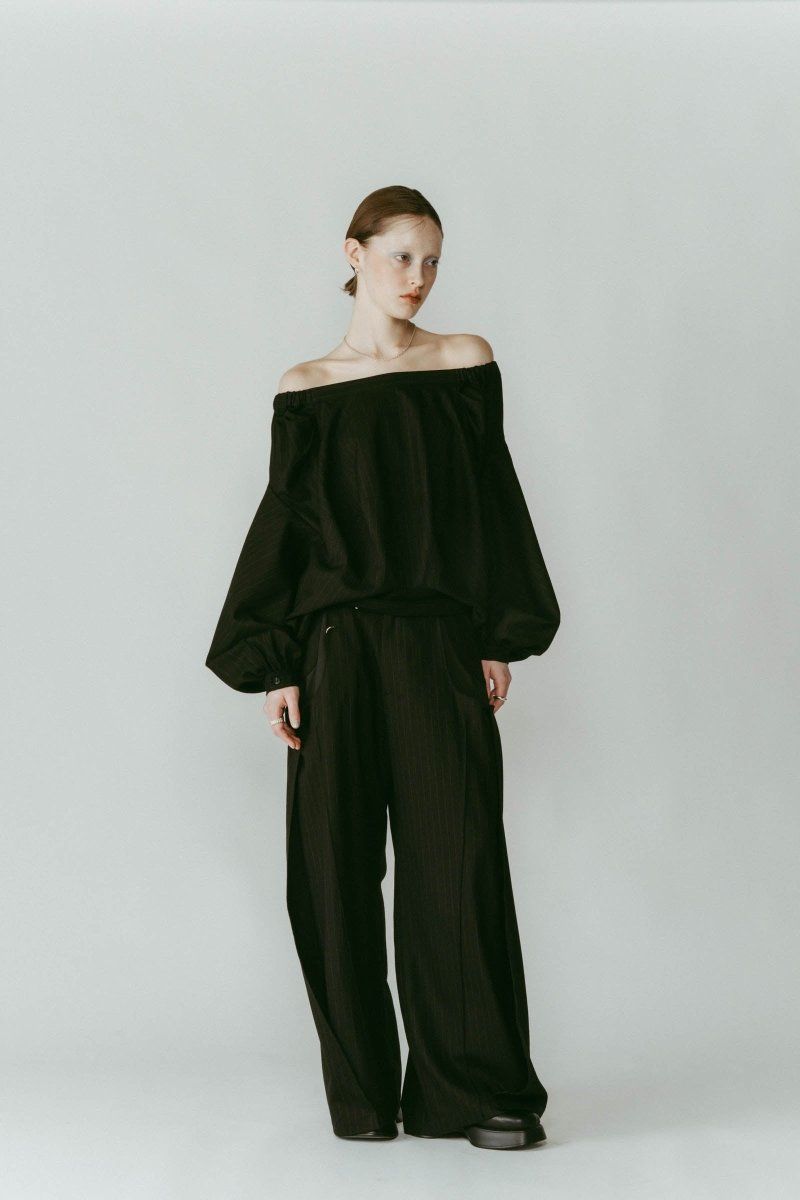 4way design blouse / 4ウェイ デザインブラウス (ストライプブラック) / 25AW