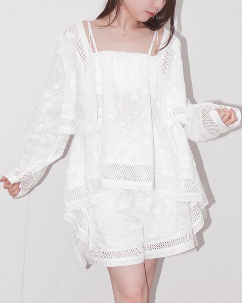 レースボレロ  (ホワイト) trimming lace cropped bolero BL (White) /  26SS