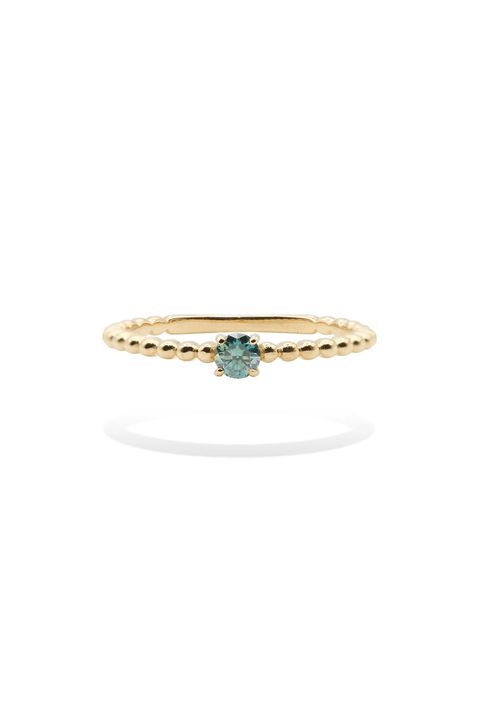 MOISSANITE GRANO RING WITH GREEN MOISSANITE / グリーン モアサナイト グラノ リング K10/K18 (イエローゴールド)