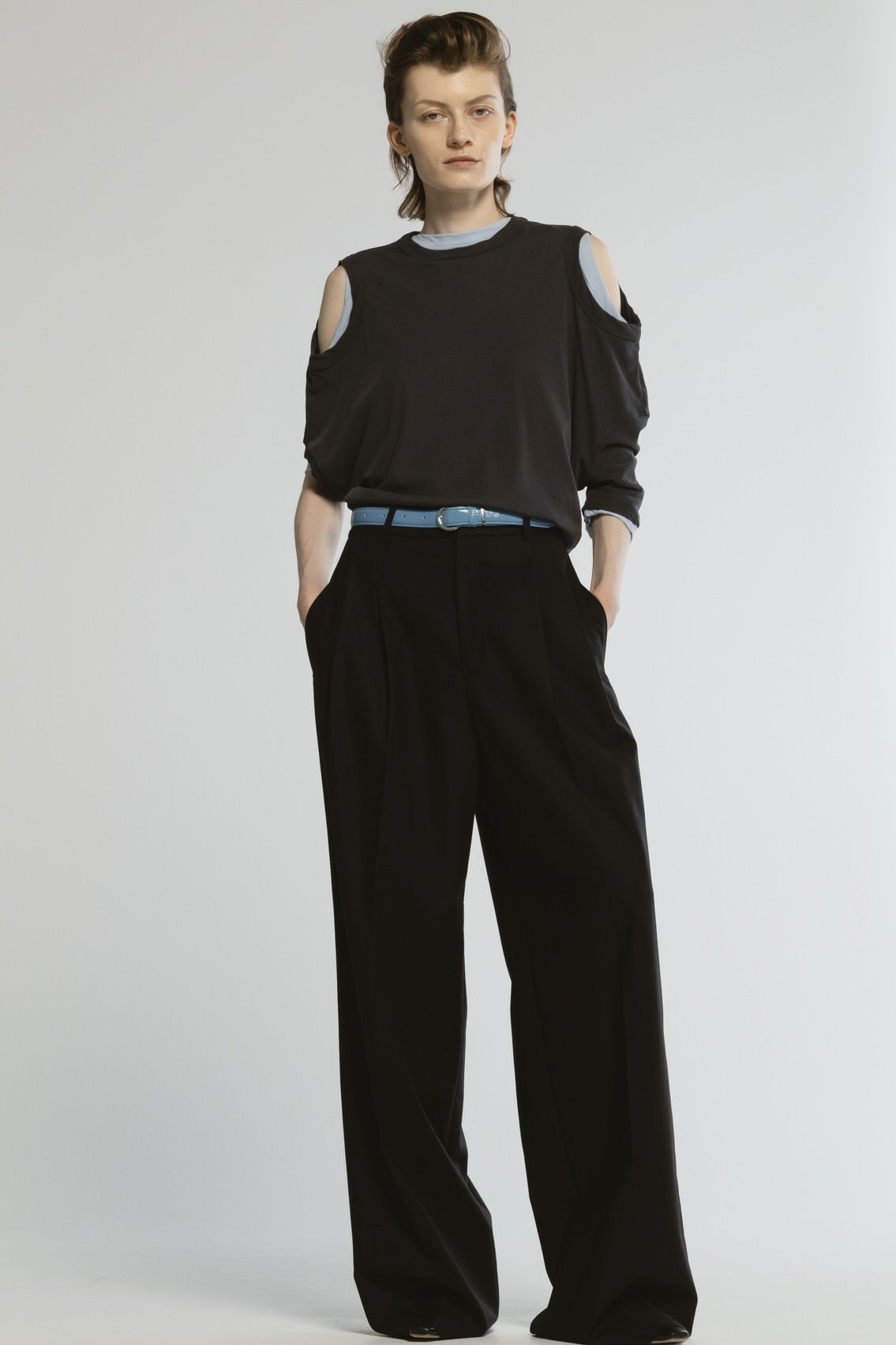 【25SS】SHEF OPEN SHOULDER T-SHIRT / オープンショルダーTシャツ (チャコールグレー)
