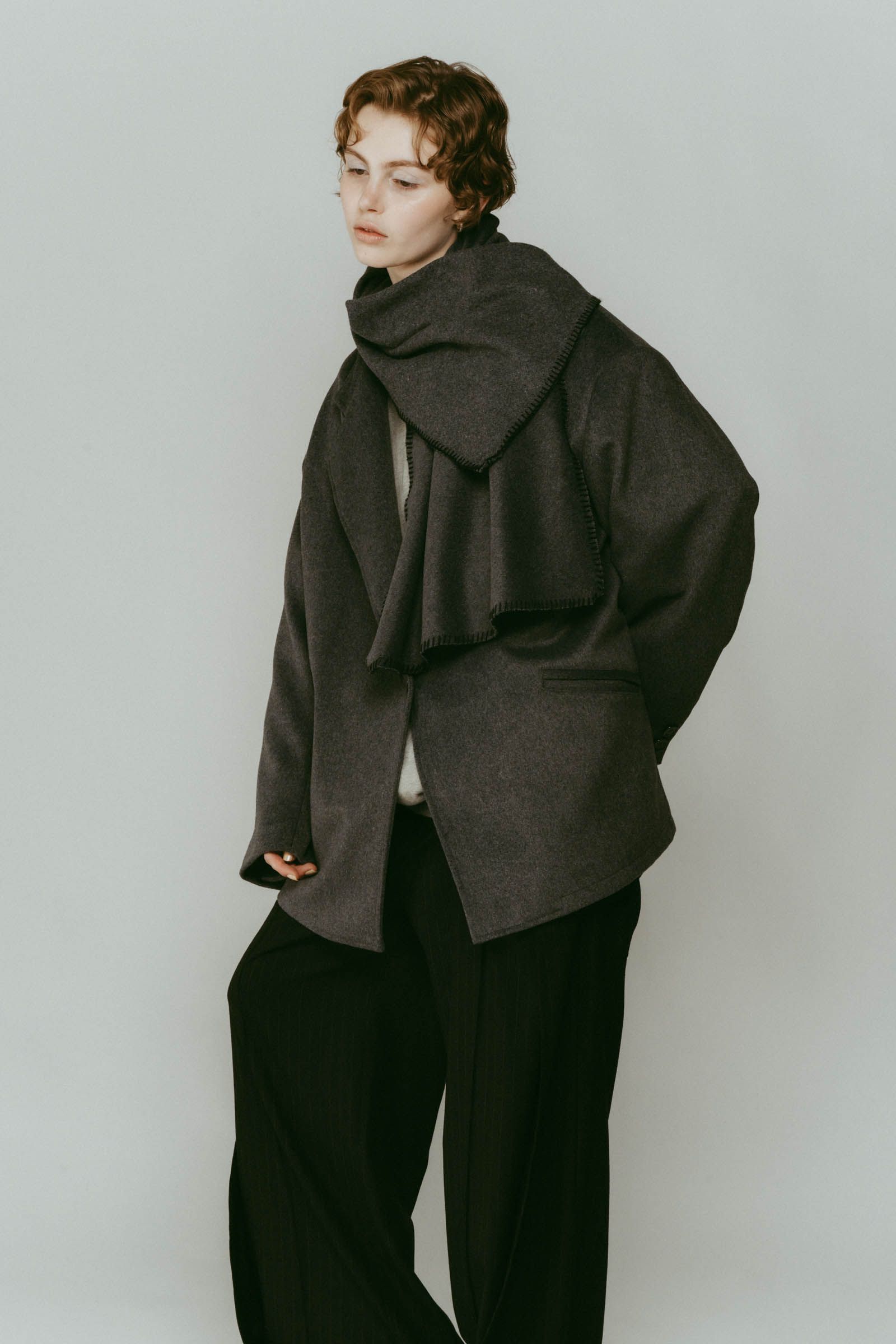 muffler overlay jacket(unisex) / マフラー オーバージャケット (グレー) / 25AW