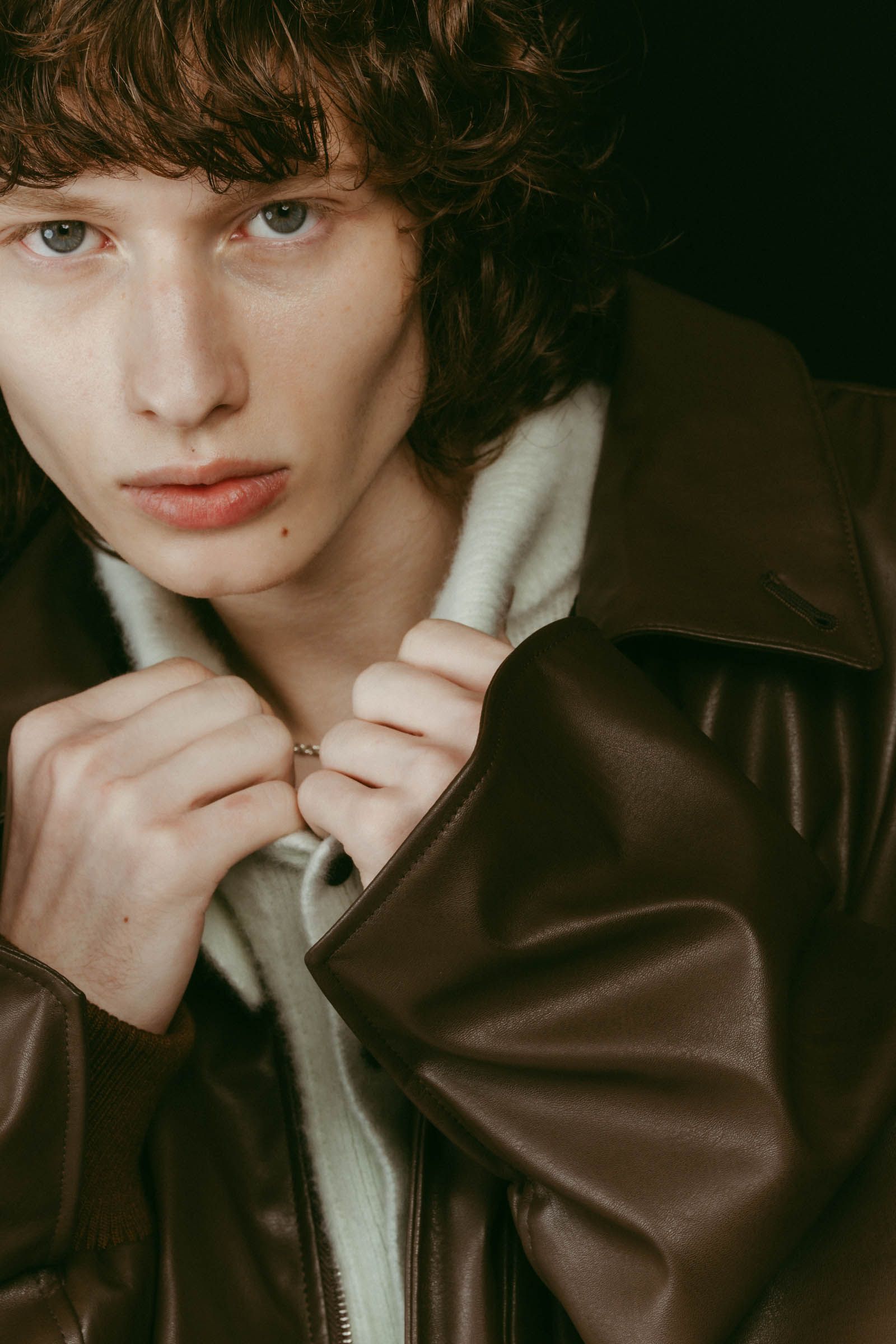 voluminous leather jacket(unisex) / ボリュームレザージャケットブルゾン (ブラウン) / 25AW