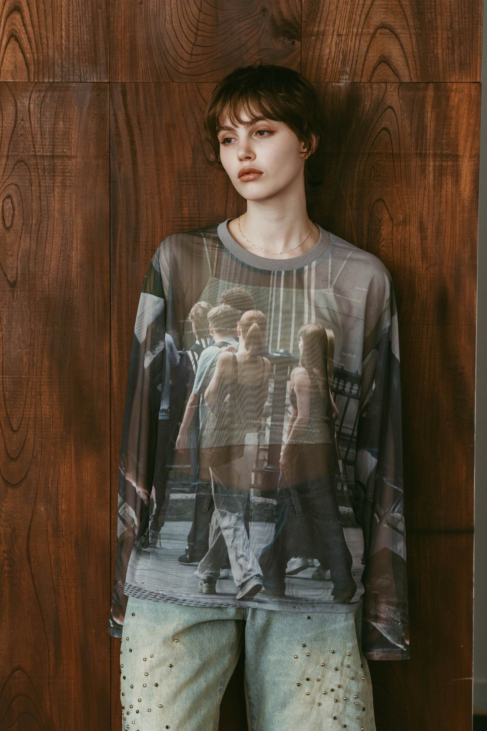 シアープリント ロングスリーブTシャツ (ガールズ) school sheer long-sleeve tee(unisex) (Girls) /  26SS
