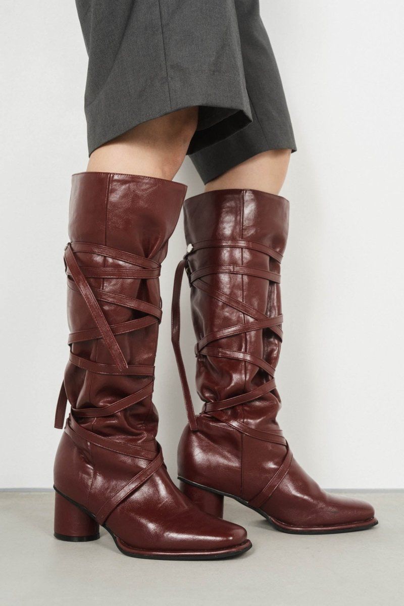 loose long ribbon boots / ルーズロングブーツ (レッド)