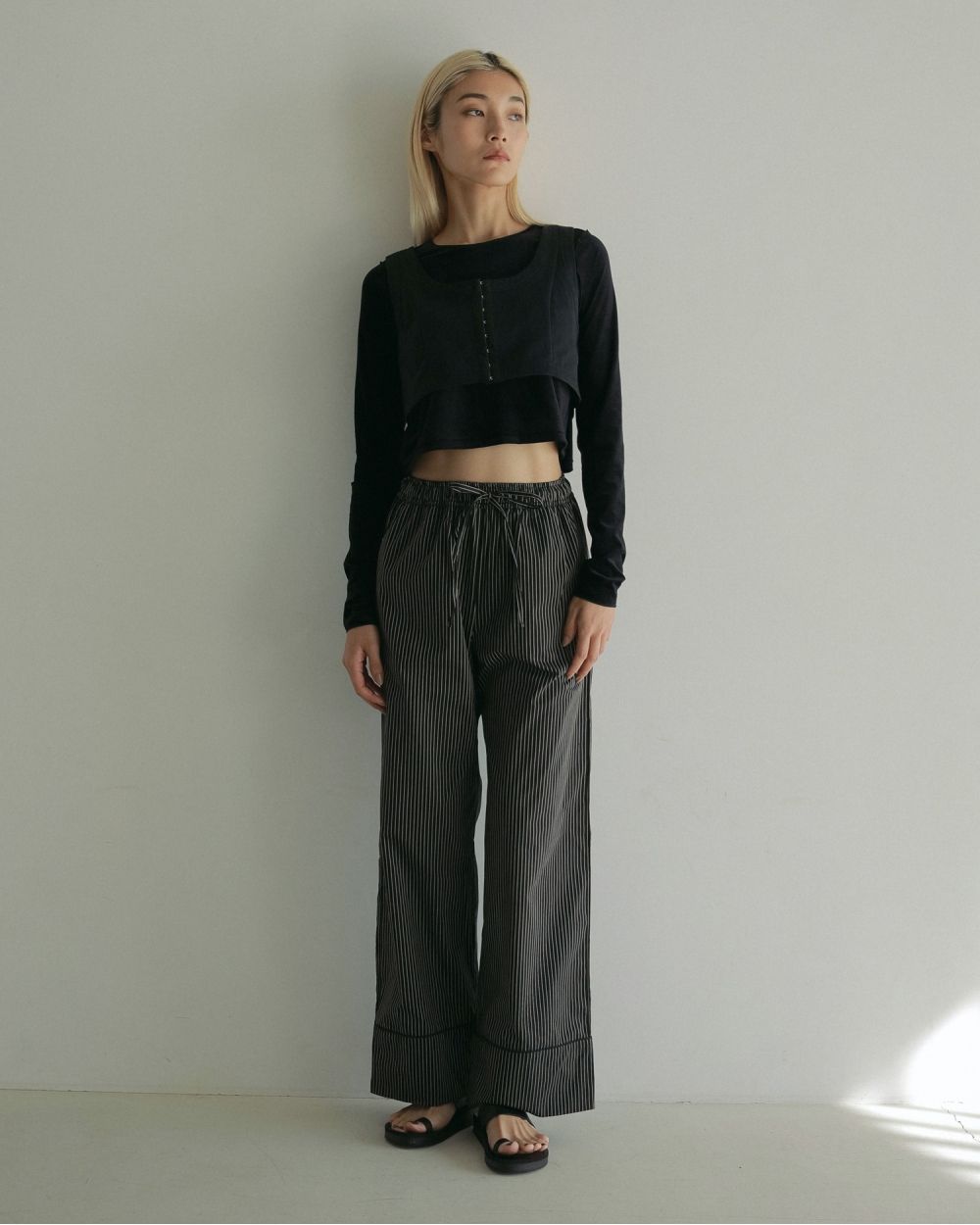 Stripe Pajamas Pants / ストライプ パジャマパンツ (ブラック)