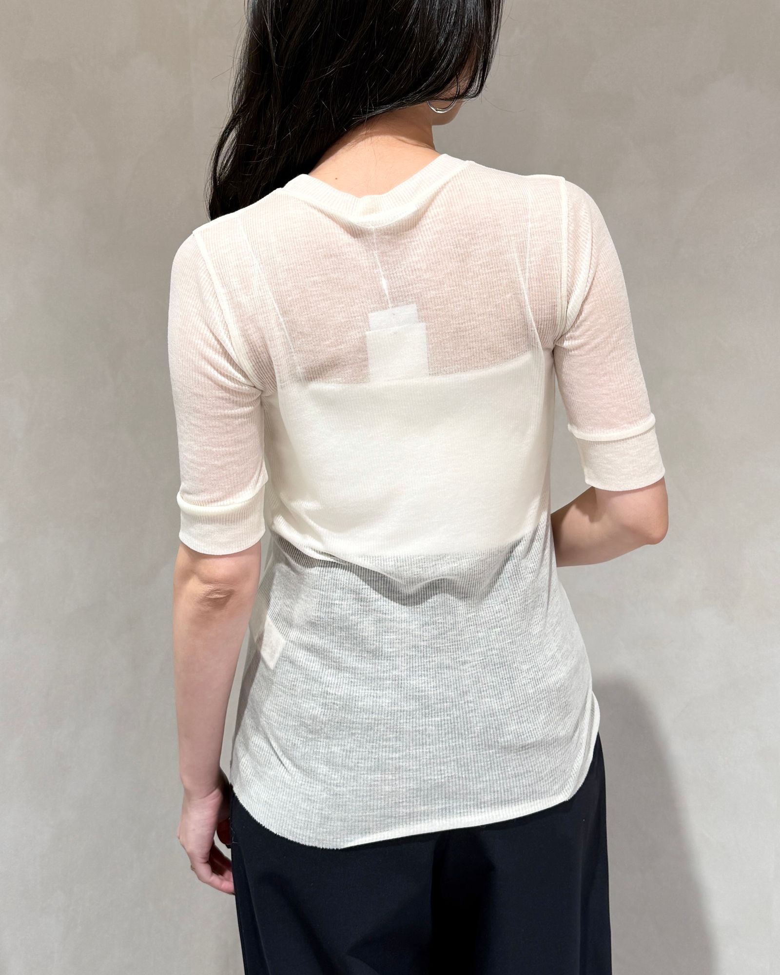 CINOH◆25SS/テンセルカシミヤリブTシャツ//38/--/IVO/25SCU003/タグ付属 CINOH - 【25SS】TENCEL CASHMERE RIB T-SHIRT / テンセル