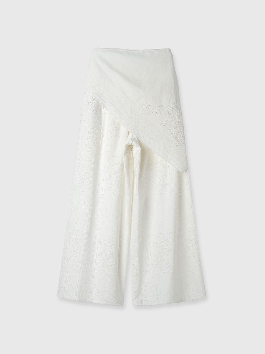 credona CUTWORK LACE PANTS 白 CREDONA - 【25SS】CUTWORK LACE PANTS / カットワーク レース