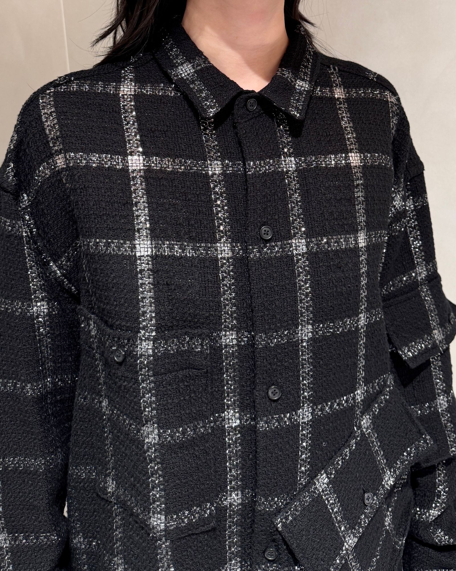 Sheer Tweed Beta Shirt / シアーツイード ベータシャツ (ブラック)