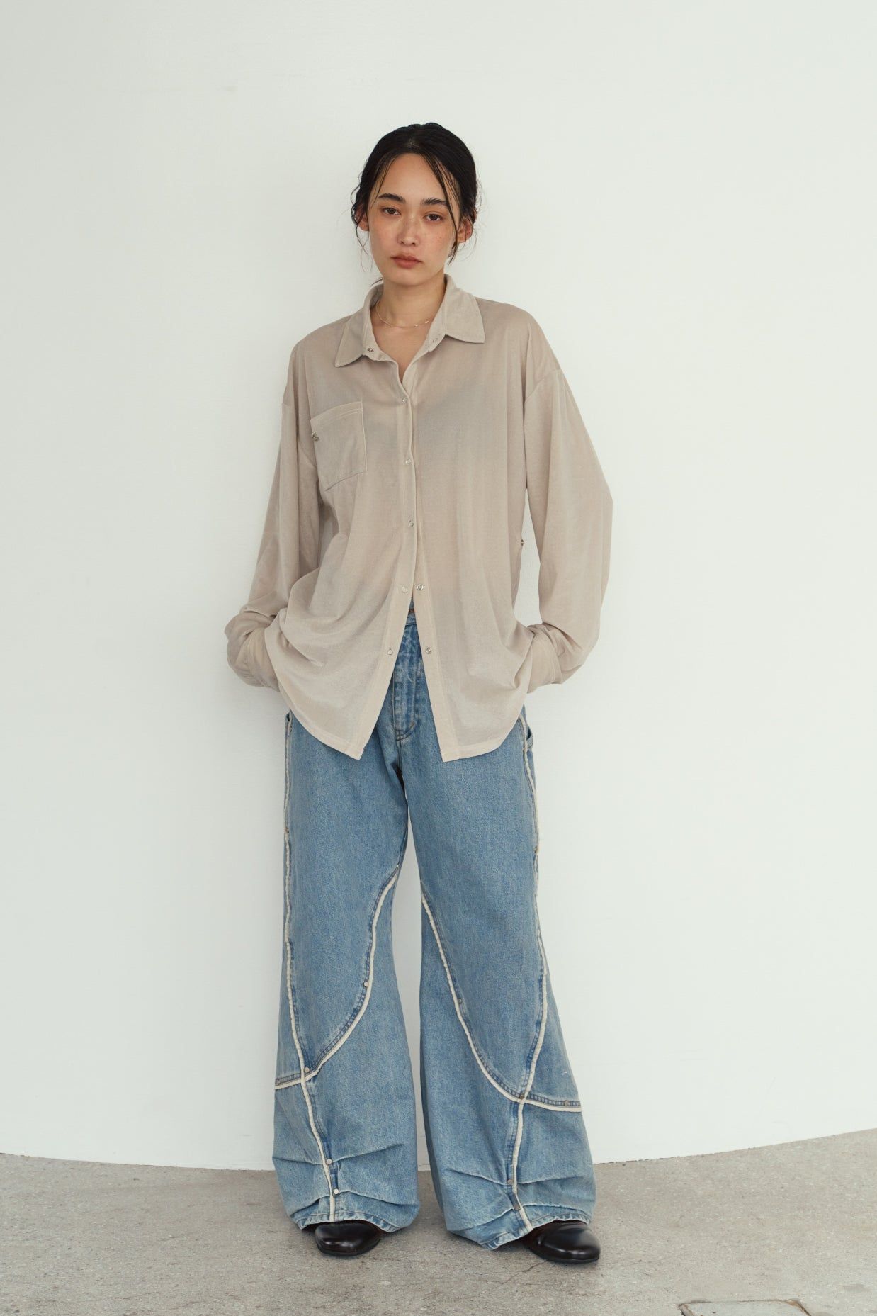 2ウェイ ベロアシャツ (ライトグレー) 2way velour shirt (Lightgray) / 26AW