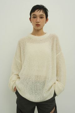 jaguard sheer knit(unisex) / ジャガード シアーニット (ホワイト)  Knuth Marf