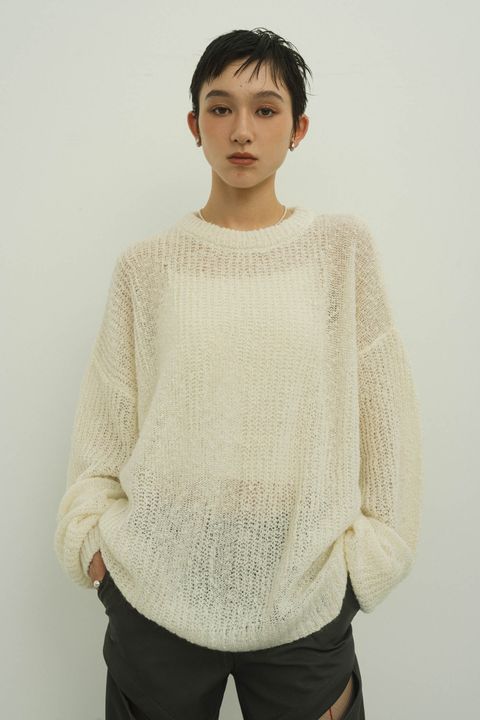jaguard sheer knit(unisex) / ジャガード シアーニット (ホワイト)