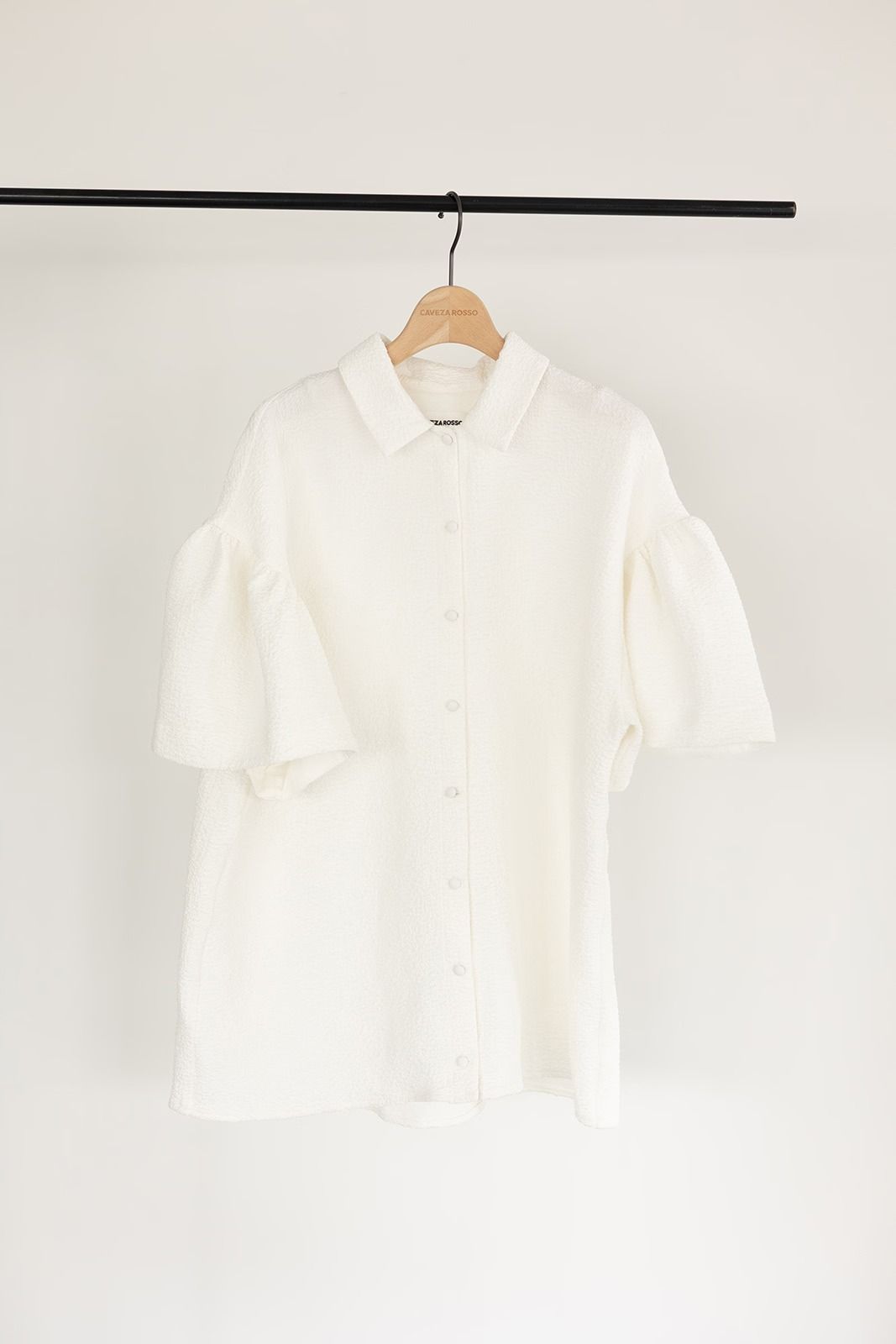 ふくれジャカードギャザースリーブブラウス (ホワイト)  Puffy Jacquard Blouse (White) /  26SS