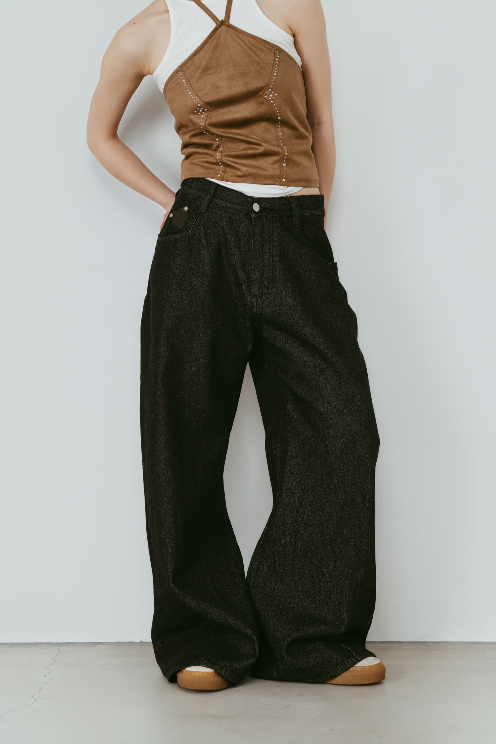 ワイドベルボトムデニムパンツ (ブラック) wide bell-bottom denim pants (Black) /  26SS