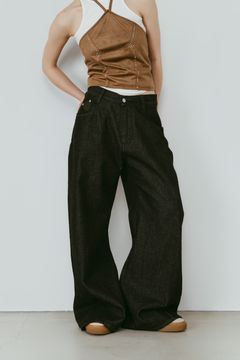 ワイドベルボトムデニムパンツ (ブラック) wide bell-bottom denim pants (Black) /  26SS